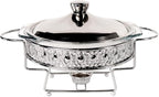 Casserole Dish 9"Glass Baking Dish with Stainless steel Lid and rack, Silver round 1.5 Qt Baking Pan For Casserole & Lasagna, Microwave Dishwasher Freezer Oven Safe