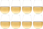 Set of 8 European-Made Stemless Wine Glasses | Voted New York Times Best Stemless Glass of 2017 | 17 FL Oz. | 100% Lead-Free Crystal | Thin | Dishwasher-Safe | Gift Box | Perfect for Everyday Use