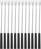 Kichvoe 12Pcs Stainless Steel Fondue Forks - Long Handle Chocolate Forks, Cheese Fondue Dipping Tool, Fruit Dessert Sticks for Chocolate Fountain, Bbq, Marshmallows, and Cheese, 10.23inch