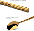 18/10 Stainless Steel Flatware Set Hand Forged Silverware Set Cutlery Set Shiny Gold Round Hammered Handle Mirror Finished 20 Pieces Service for 4