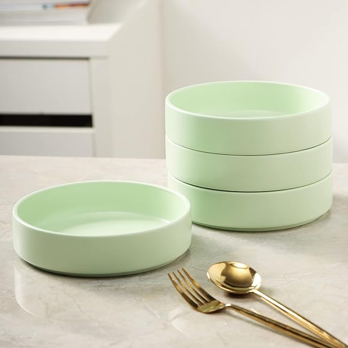 Stone lain Stella Pasta Bowl 6-Piece Set, Round, Porcelain, Lime Green