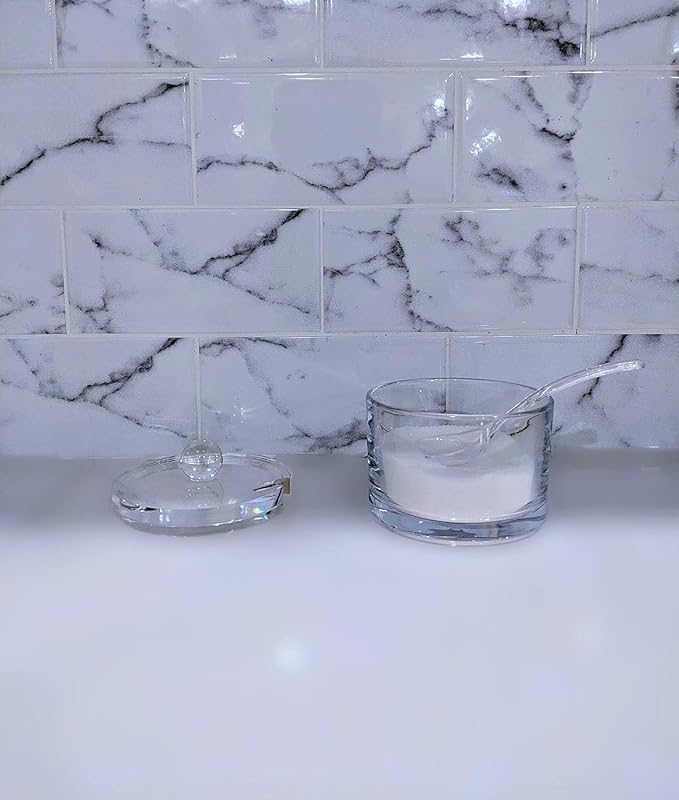 J&M DESIGN 2-Pack Clear Acrylic Sugar Bowl With Lid And Spoon For Coffee Bar Accessories, Creamer Bowls Kitchen Baking Essentials Supplies Canisters 8oz Container Jar Dispenser Spice Holder Salt Dish