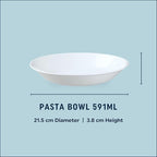 Corelle Vitrelle 6-Piece Bowl Set Triple Layer Glass and Chip Resistant, 20-Oz Lightweight Round Bowls, Winter Frost White