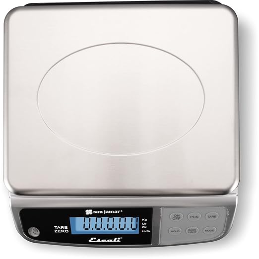 San Jamar Digital Food Scale, Battery Operated with 66 Pound Capacity for Cooking, Baking, Meal Prep, Diet Tracking, Stainless Steel, 6.82 Pounds, Silver