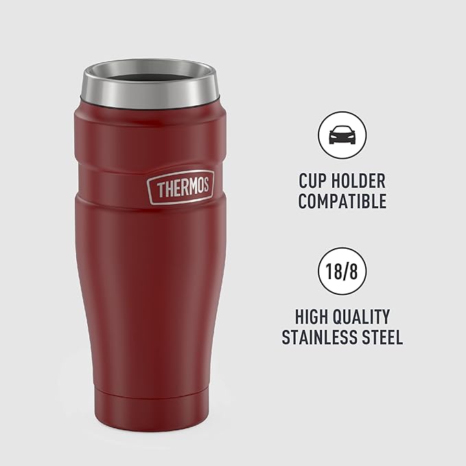 THERMOS Stainless King Vacuum-Insulated Travel Tumbler, 16 Ounce, Rustic Red