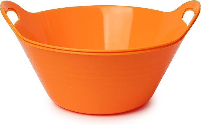 Tiawudi 2 Pack Snack Bowls (4.9L Large), Plastic Serving Bowls for Party, Large Bowls with Handles for Kitchen, Fruit, Cereal, Candy, Salad and Chip, Microwave Safe