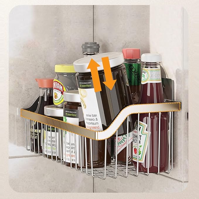 2PCS Hanging Storage Baskets Organizer Wall Mount, SUS304 Stainless Steel Wire Storage Bin Rack for Kitchen Bathroom Shower Spice Shelf,L 9.84 Inch