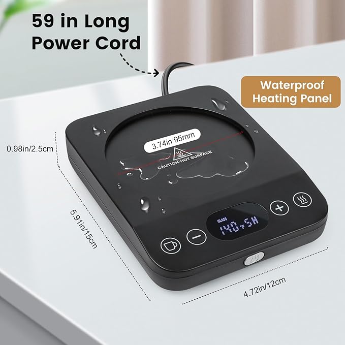 Coffee Mug Warmer & Mug Set Christmas Gifts, 30W Coffee Cup Warmer with 15.5oz Cup for Desk with Auto Shut Off, Timer Function, Smart Mug Heater for Heating Coffee, Tea, Candle, Beverage