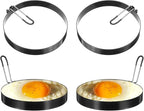 HARFINGTON 4Pcs Egg Rings 6" Stainless Steel Nonstick Round Pancake Shaper Cooking Mould for Griddle Frying Eggs Sandwich Omelets Breakfast