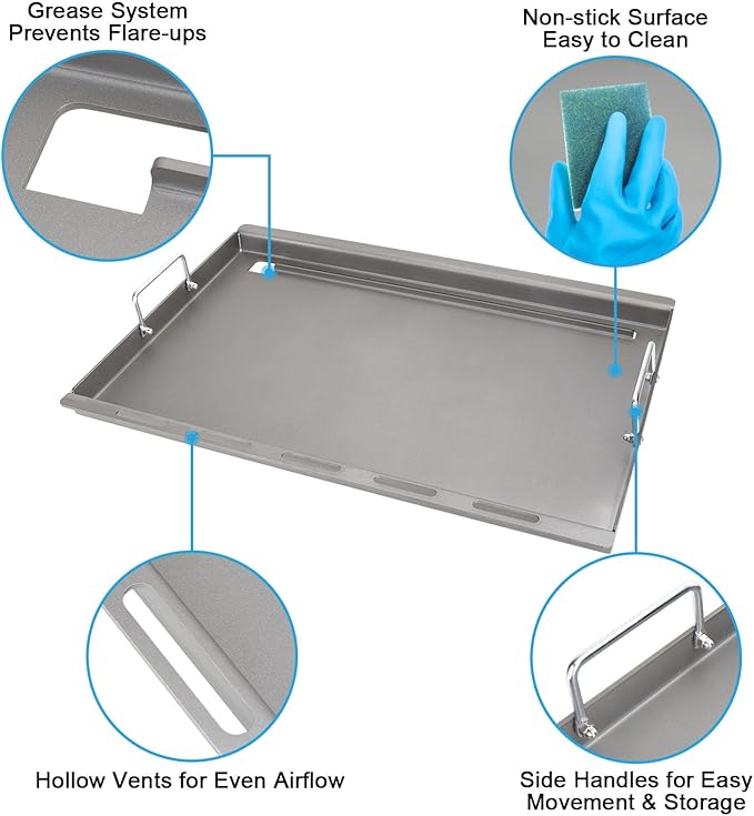 Full Size Griddle for Weber Genesis II Genesis II LX 300 Series, Flat Top Griddle Plate Part Replacement Parts for Weber Genesis II 310/315/325/335, Genesis II LX 340