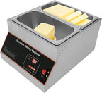 Chocolate Melting Pot, 500W 12kg/26.5lbs Electric Chocolate Tempering Machine, Stainless Steel Commercial Chocolate Melter Food Warmer for Catering Restaurant, 2 Tanks, 32-203°F