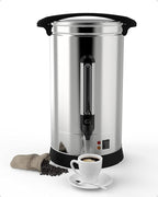 100 Cup Large Coffee Urn with Double Wall Insulation, 14L/3.8 Gallon Stainless Steel Commercial Electric Coffee Dispenser with Hot Drinks and Hot Water, for Weddings, Parties, Catering, and Buffets