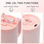 100% Leakproof 40 oz Tumbler with Handle & 4-in-1 SipSwig Lid, Built-In Flip Straw & External Stainless Steel Straw, Insulated Stainless Steel Cup, BPA-Free, Pink