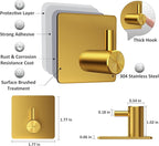 VIS'V Adhesive Towel Hooks, Waterproof Shower Wall Stick on Hooks, Gold, 4 Pcs