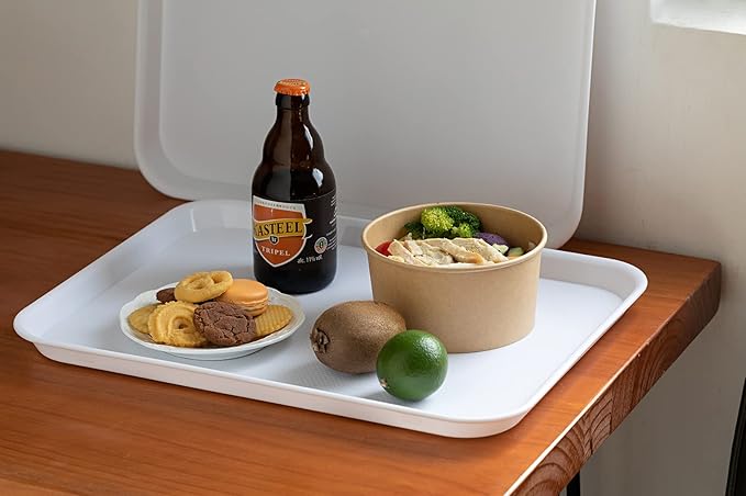 Plastic Cafeteria Trays,Fast Food Serving Trays,13"X17",Set of 6(White)