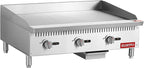 36 Inch CSA Certified Commercial Natural Gas Griddle Manual Controls 90,000 BTU Countertop Flat Top Grill Hot Plate with Independeent Knob 3 Burners Stainless Steel Grill for Restaurant Use