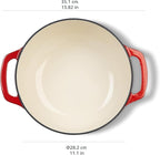 Amazon Basics Cast Iron Dutch Oven Pot with Lid, Enameled, Round, Dual Handles, Heavy-Duty, Medium, 6-Quart, Red