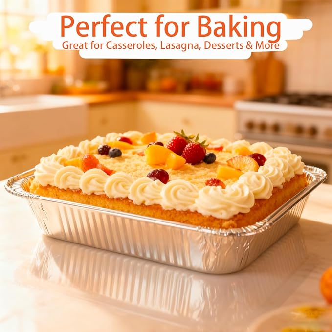 Disposable 9x13 Aluminum Foil Pans with Lids, (10 Pack) Half Size Aluminum Foil Heavy Duty Deep Steam Pans for Roasting Turkey, Cooking, Prepping- Thanksgiving, Christmas, Parties