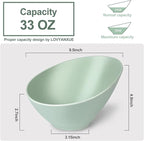 Bamboo Fiber Salad Bowls, 4 Packs Serving Bowls Blue Green, Compostable 33 Ounce Elegant Angled Bowls for Salad, Pasta, Soup, Prep, Ideal for Home and Restaurant(Blue Green, 9.5Inch)