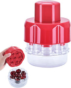 Cherry Pitter Tool, Multiple Fruit Seed Remover, 7-Cherry Capacity, Red and Clear
