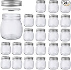 10 oz Mason Jars, 24 Pack 300ml Glass Canning Jars with Regular Mouth Lids, Glass Jars Storage Containers for Overnight Oats, Jam, Jelly, Honey, Beans, Spice, Wedding Party Favors, Shower Favors
