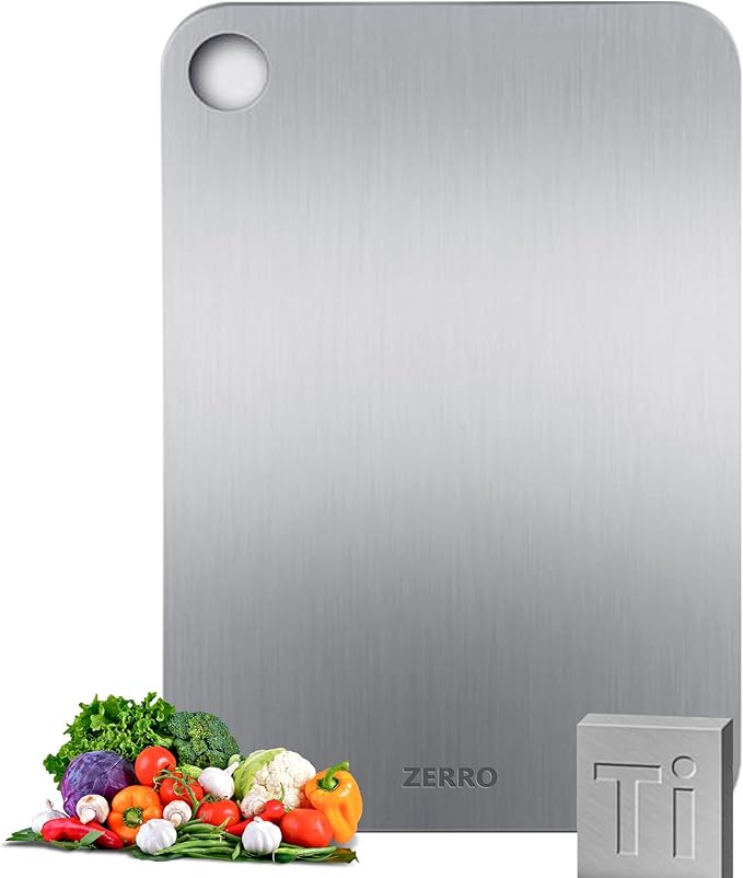 ZERRO Titanium Cutting Board 14.17" x 9.84", 100% Pure Titanium Cutting Boards for Kitchen Double Sided Food Grade Hygiene & Durability Titanium Chopping Cutting Board for Meat Veggies Fruits
