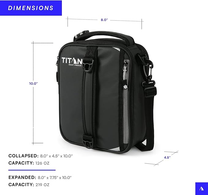 Titan High Performance Fridge Cold Expandable Insulated Lunch Box - Black/Silver