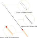 Marshmallow Roasting Sticks, Telescoping Smores Sticks for Open Fire Pit, 32 Inch Long Marshmallow Toasting Barbecue Forks S’mores Skewers for Campfire Camping Hotdog Hot Dog Bonfire Grill, 5 Pack