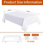 10 Pack White Square Tablecloths, 60 x 120 Inch Stain Resistant and Wrinkle Polyester Fabric Washable Table Clothes Cover for 6 Foot Table, Wedding, Reception Banquet, Birthday Party