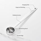Long Handle Coffee Scoop: 8.3 Inch 18/8 Stainless Steel 1 Tablespoon Metal Measuring Spoon Tbsp Scoop for Coffee Beans, Grounds Coffee, Coffee Powder, Tea, Tall Jars (1Tbsp/15ml)