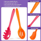 P&P CHEF Silicone Cooking Utensils Set of 7, Heat-proof Kitchen Utensils Set for Nonstick Cookware, Non-stick Spatula, Slotted Turner, Soup Ladle, Pasta Server, Spoon for Cooking Serving - Multicolor