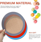 8 Inch Round Silicone Baking Mat, Set of 3 Reusable Silicone Baking Mats, Silicone Mat for 8 Inch Cake Pan, Silicone Mat for Baking Cake, Pizza, Pie, Bread, Macaron (Red, Blue, Grey)