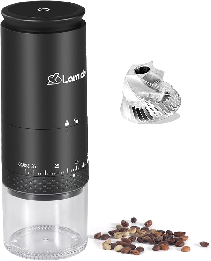 Portable Electric 420 Stainless Steel Burr Coffee Grinder, Rechargeable Small Bean Mill with 38 Adjustable Grind Settings, Cordless Travel Grinder for Espresso, Cold Brew, Pour Over, French Press
