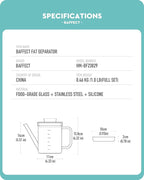 Baffect Glass Fat Separator, Bacon Grease Container with Strainer, Frying Oil Storage Can for Cooking (1L /4 Cups)