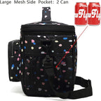 FlowFly Insulated Reusable Lunch Bag Adult Large Lunch Box for Women and Men with Adjustable Shoulder Strap,Front Zipper Pocket and Dual Large Mesh Side Pockets,BlackFlower