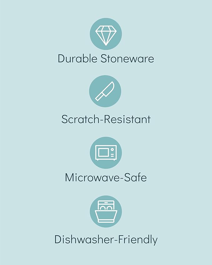 Stoneware dinnerware set 4 persons 16 pcs - Dishwasher, microwave and scratch resistant - Bowl and plate set 4 persons modern - Dinner service Pure Living black in gray…