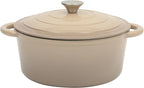 Gibson Home Addlestone 5 Qt Enameled Cast Iron Dutch Oven Pot with Lid – Round, Oven Safe to 500°F, Ideal for Bread Baking & Stews - Gradient Taupe