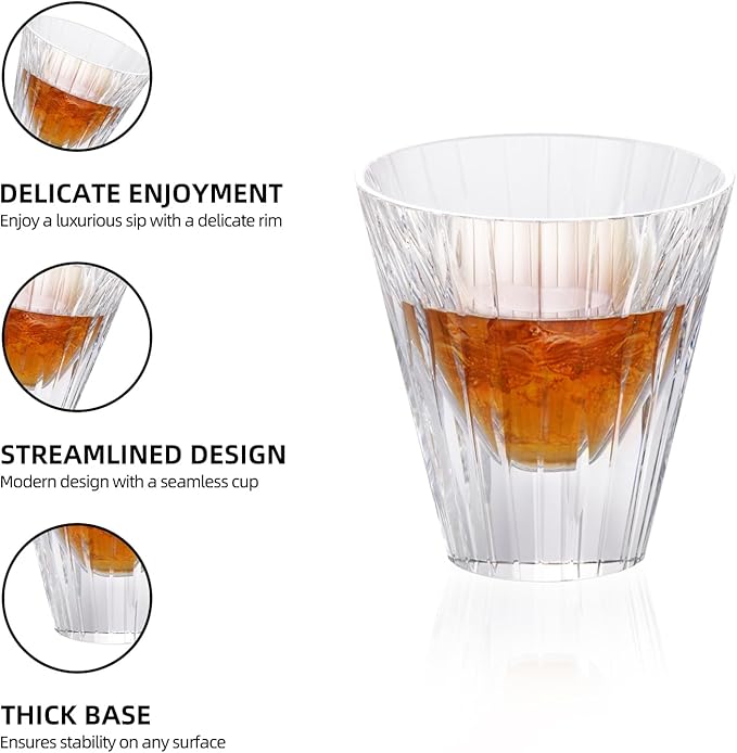 KAMMAK Whiskey Glasses Set of 2, 5.07 oz (150 ml) Hand Blown Crystal Tumbler with Delicate Rim, Lead-Free Thick Base & Seamless Design for Neat Scotch, Bourbon, and Craft Cocktails