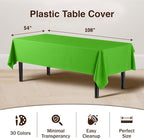 Exquisite 12-Pack Premium Plastic Tablecloth 54in. x 108in. Rectangle Table Cover - Lime Green