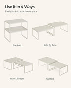 SONGMICS Spice Racks, Set of 2 Metal Cabinet Shelf Organizers, Countertop Organizers, Shelf Risers, Stackable, Expandable, Oatmeal Beige UKCS001K01