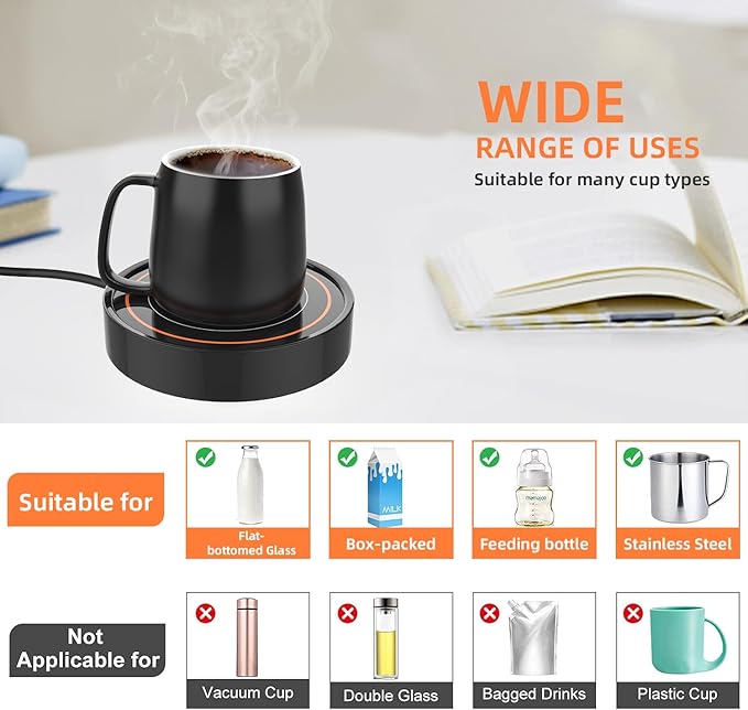 Coffee Mug Warmer for Desk,Heating Plate Electric Cup Warmers for Men Women Adult (D + Orange Light)