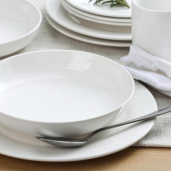Y YHY Pasta Bowls, 22 Ounce Salad White Bowl Plates Set of 6, Porcelain Dishes for Serving Dinner - Dinnerware Sets Microwave Dishwasher Safe Thanksgiving Day Gift