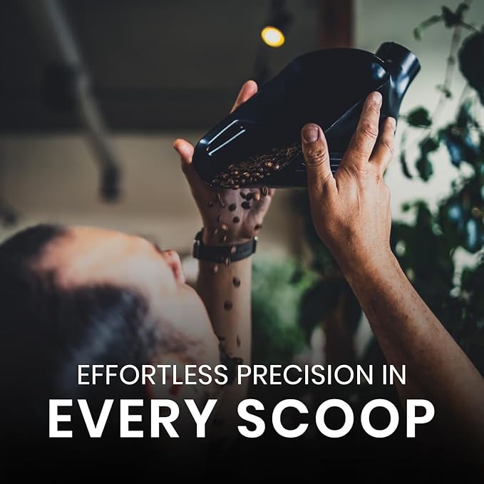 Rattleware Half Kilo Food Measuring Bean Scale Scoop - Durable and Commercial Coffee Beans Weighing Container Spoon, Plastic Coffee Bean Scale Measuring Tool for Baristas - Black