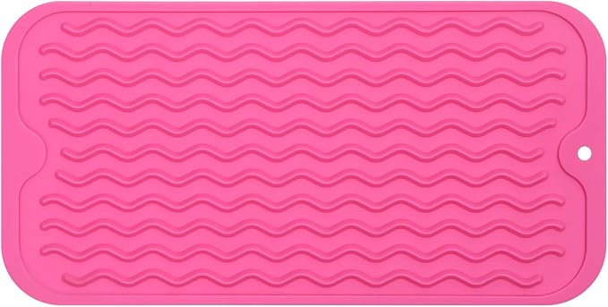 Silicone Dish Drying Mat for Multiple Usage,Easy clean,Eco-friendly,Heat-resistant Silicone Mat for Kitchen Counter or Sink,Refrigerator or Drawer Liner Rose S 12 inches x 6 inches