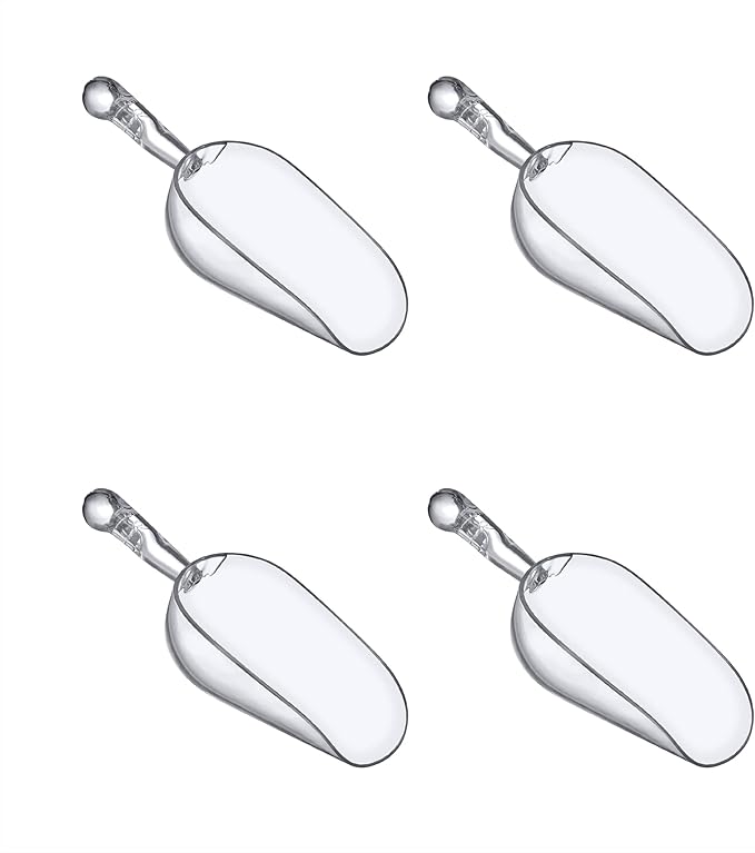 Amazing Abby - Elsa - 5-Ounce Plastic Ice Scoops (Set of 4), Plastic Utility Scoops, BPA-Free, Food-Grade, Shatter-Proof, Good for Kitchen and Restaurant, Perfect for Home and Commercial Use
