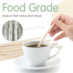 WISYOK 600 PCS Coffee Stirrers, 5.5 Inch Premium Birch Wood Sticks, Smooth Round Ends, Splinter-Free Disposable Stir Sticks for Coffee, Cocktails, Office, Home, Coffee Bars