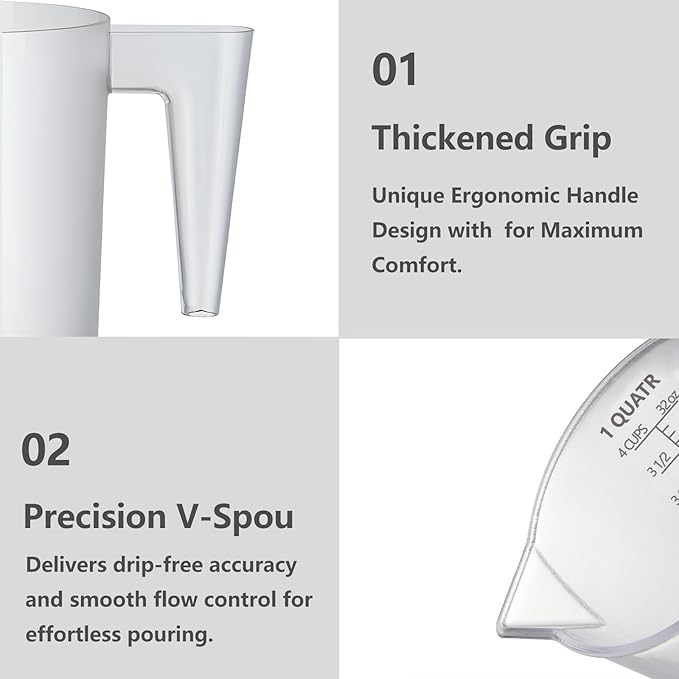 Food-Grade Plastic Measuring Pitcher – 160 Ounce & 20 Cups Measuring Cups with Handle for Liquid, Motor Oil, Pool & Lawn Chemicals, Dilution, Soap Mixing, Brewing, Commercial & Kitchen Use(5000ml)