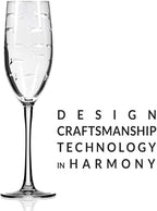 Rolf Glass School of Fish 8oz Champagne Flute Glass | Toasting Flute Glasses | Lead-Free Glass | Etched Flute Glasses | Proudly Made in the USA (Set of 2)