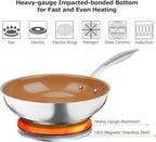 duxtop Ceramic Nonstick Frying Pan 9.5" Stir Fry Pan Skillet with Stainless Steel Handle, PFAS Free, Dishwasher & Oven Safe, All Stovetops & Induction Compatible