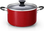 Cook N Home Nonstick Stockpot with Lid 6-Quarts, Professional Cooking Soup Pot, Casserole Cookware, Marble Red